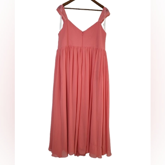 AZAZIE Coral Pink A-Line Sweetheart Plus Size Bridesmaid Wedding Maxi Dress - Picture 2 of 12
